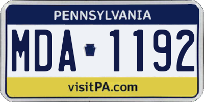 PA license plate MDA1192