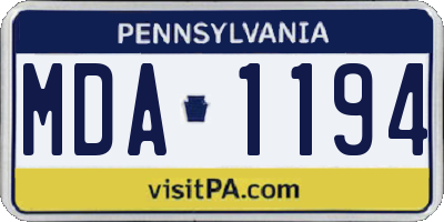 PA license plate MDA1194