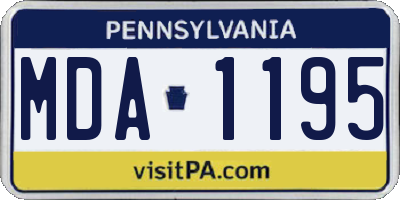 PA license plate MDA1195