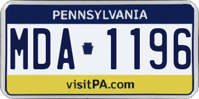 PA license plate MDA1196