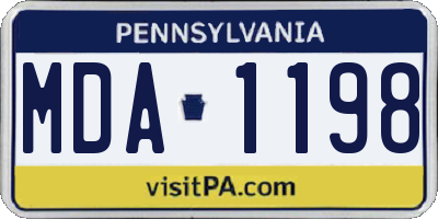PA license plate MDA1198