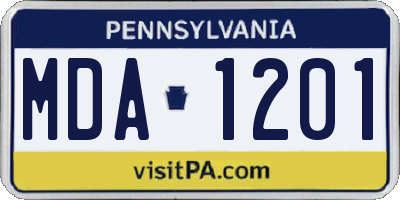 PA license plate MDA1201