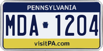 PA license plate MDA1204