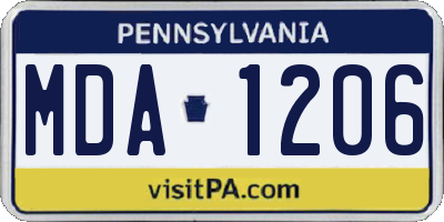 PA license plate MDA1206