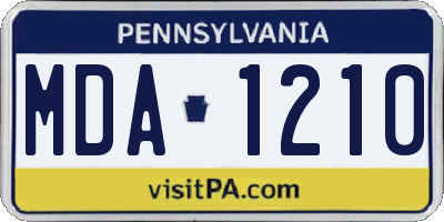 PA license plate MDA1210