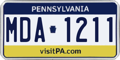 PA license plate MDA1211