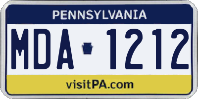 PA license plate MDA1212