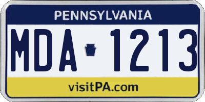 PA license plate MDA1213