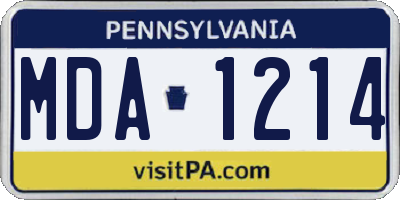 PA license plate MDA1214