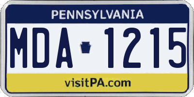 PA license plate MDA1215