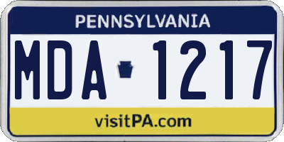 PA license plate MDA1217