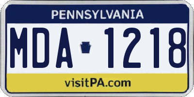 PA license plate MDA1218