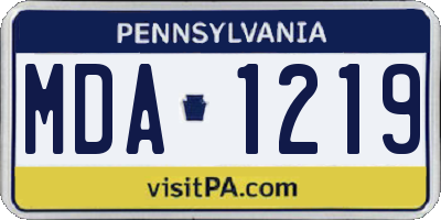 PA license plate MDA1219