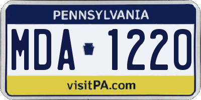 PA license plate MDA1220