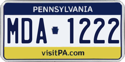 PA license plate MDA1222