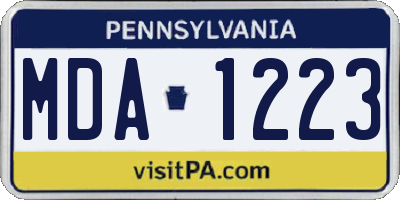 PA license plate MDA1223
