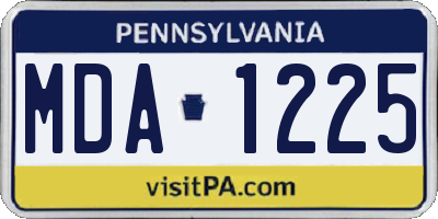 PA license plate MDA1225