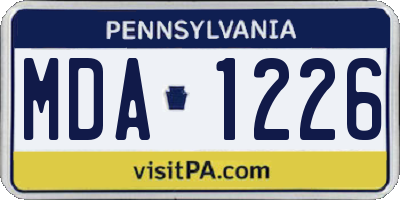 PA license plate MDA1226