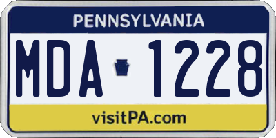 PA license plate MDA1228