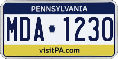 PA license plate MDA1230