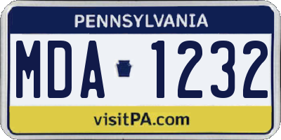 PA license plate MDA1232