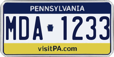 PA license plate MDA1233