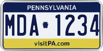 PA license plate MDA1234