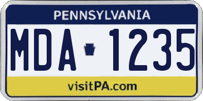 PA license plate MDA1235