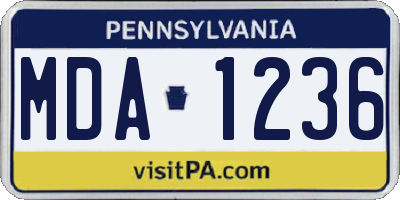 PA license plate MDA1236