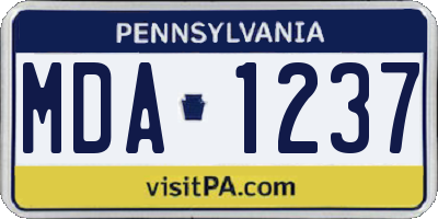 PA license plate MDA1237