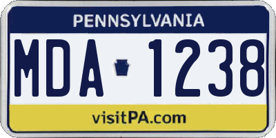 PA license plate MDA1238
