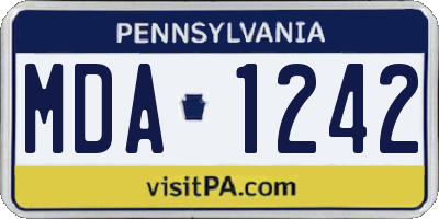 PA license plate MDA1242