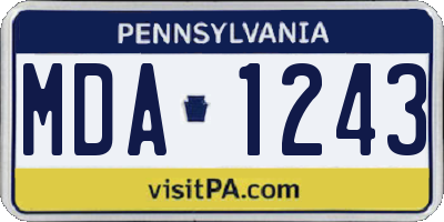 PA license plate MDA1243