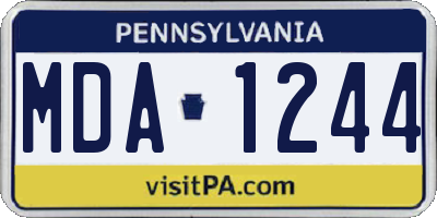 PA license plate MDA1244