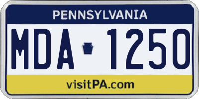 PA license plate MDA1250