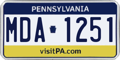 PA license plate MDA1251