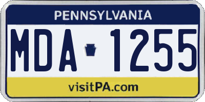 PA license plate MDA1255