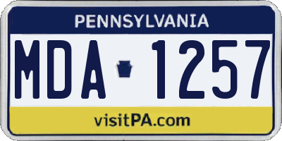 PA license plate MDA1257