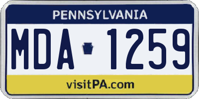 PA license plate MDA1259