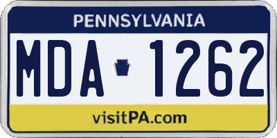 PA license plate MDA1262