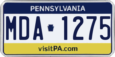 PA license plate MDA1275
