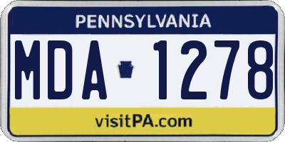 PA license plate MDA1278