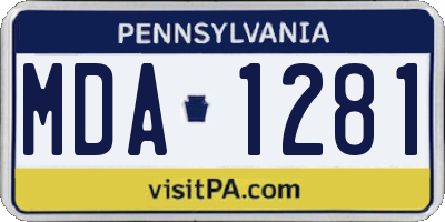 PA license plate MDA1281