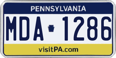 PA license plate MDA1286