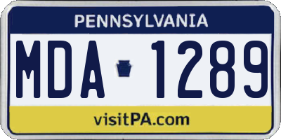 PA license plate MDA1289