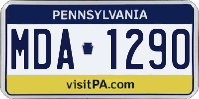 PA license plate MDA1290