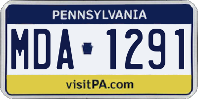 PA license plate MDA1291