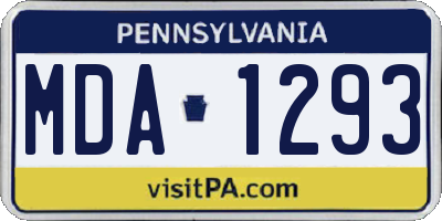 PA license plate MDA1293
