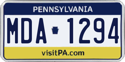 PA license plate MDA1294