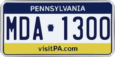 PA license plate MDA1300
